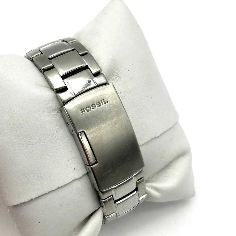 Vintage Fossil Blue Men's Watch Stainless Steel AM-3994 Date 100M 38mm